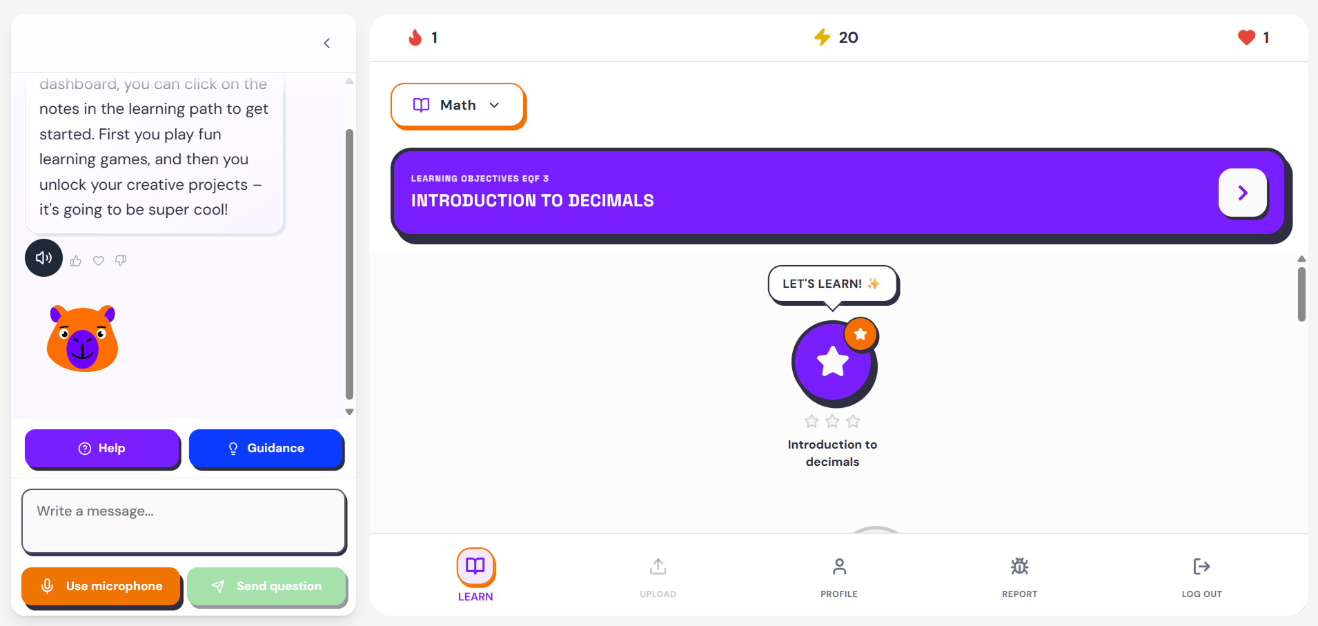 GradeAid app showing AI tutor and learning dashboard
