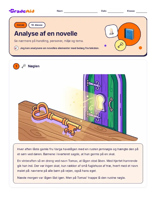 Side 1 af Analyse af en novelle