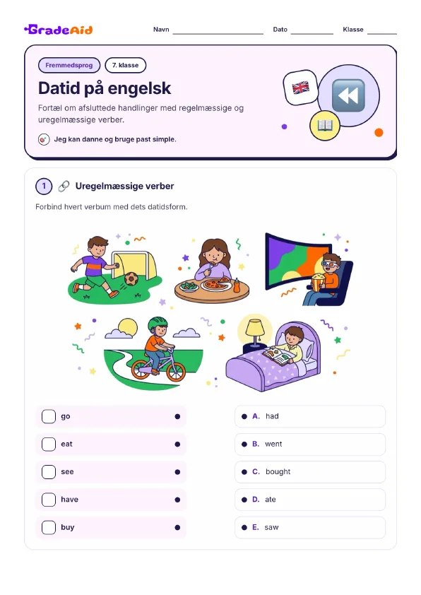 Side 1 af Datid på engelsk