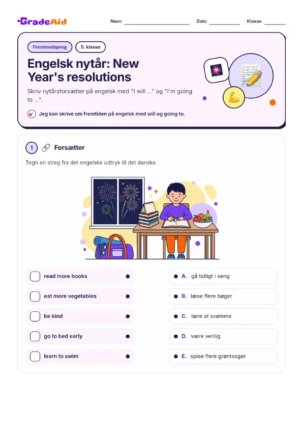 Side 1 af Engelsk nytår: New Year's resolutions