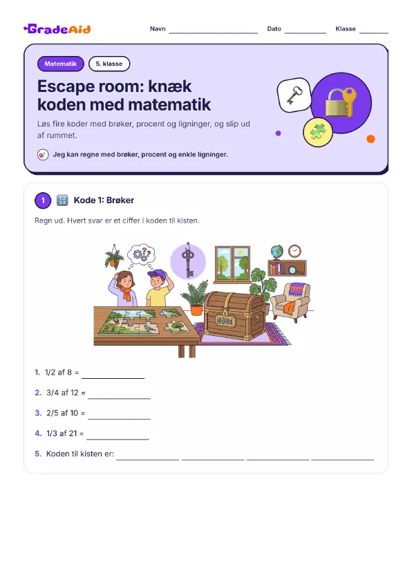 Side 1 af Escape room: knæk koden med matematik