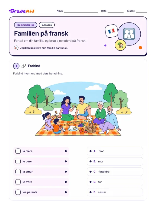 Side 1 af Familien på fransk