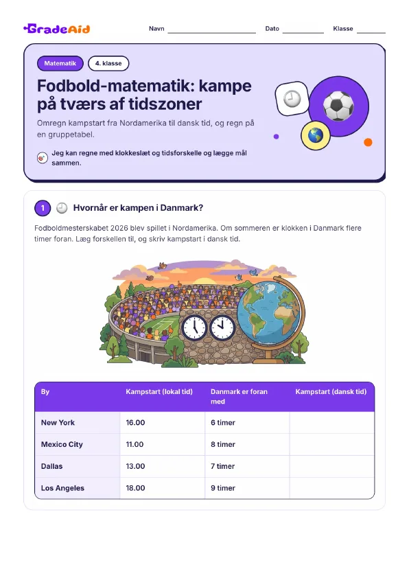 Side 1 af Fodbold-matematik: kampe på tværs af tidszoner
