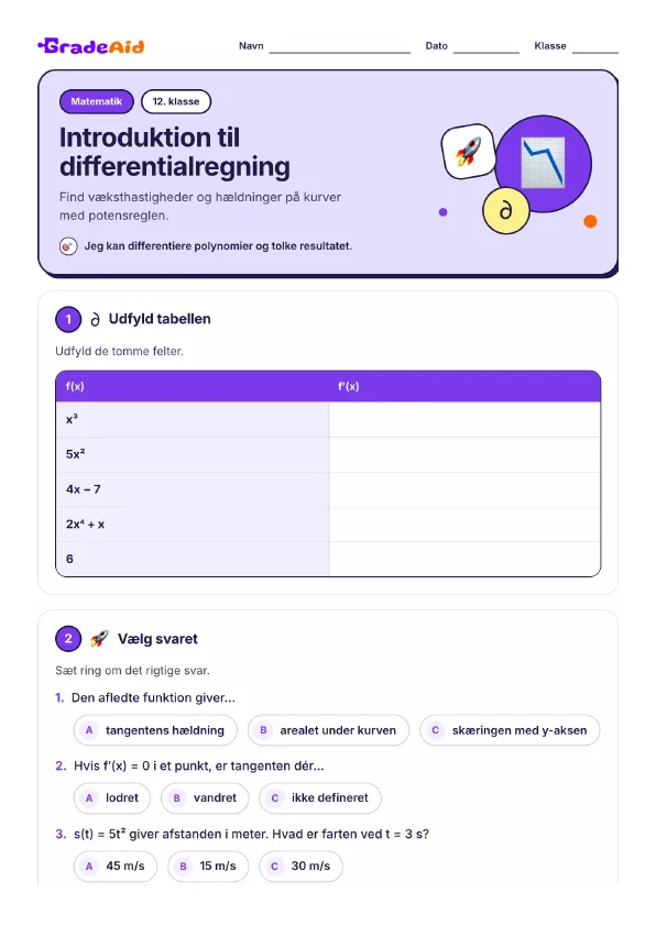 Side 1 af Introduktion til differentialregning