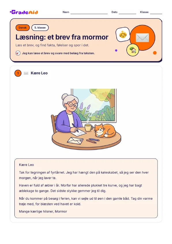 Side 1 af Læsning: et brev fra mormor