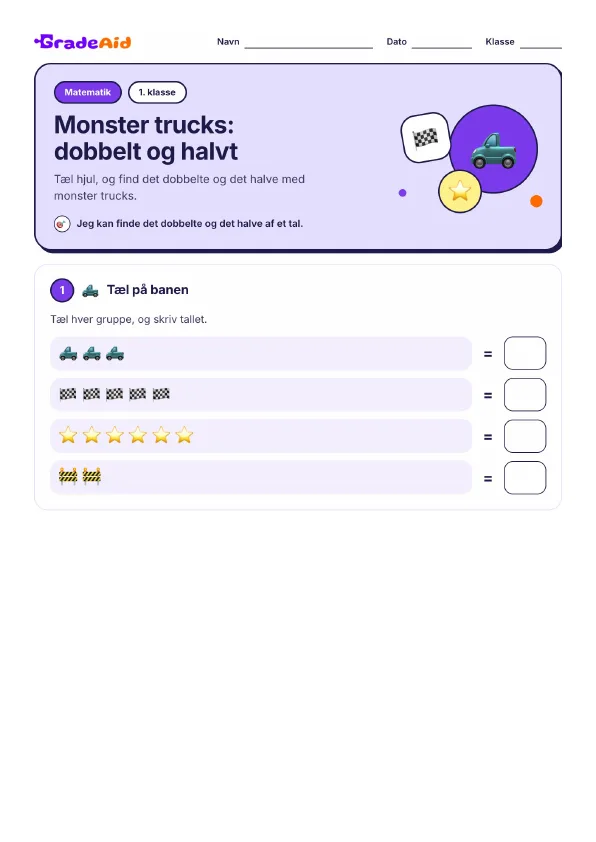 Side 1 af Monster trucks: dobbelt og halvt