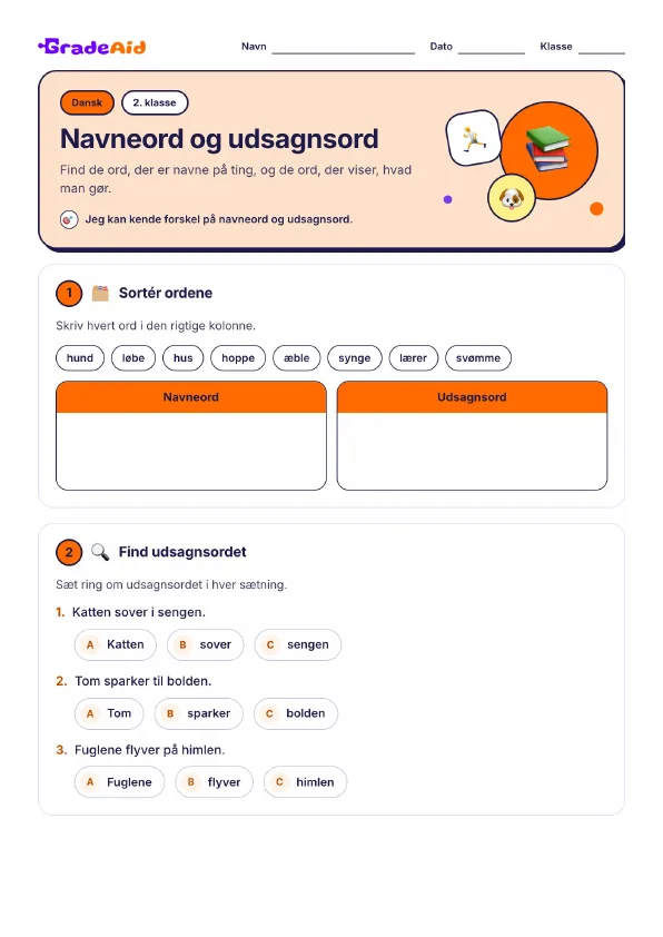 Side 1 af Navneord og udsagnsord