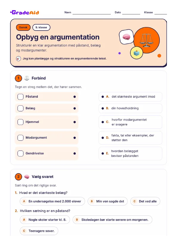 Side 1 af Opbyg en argumentation