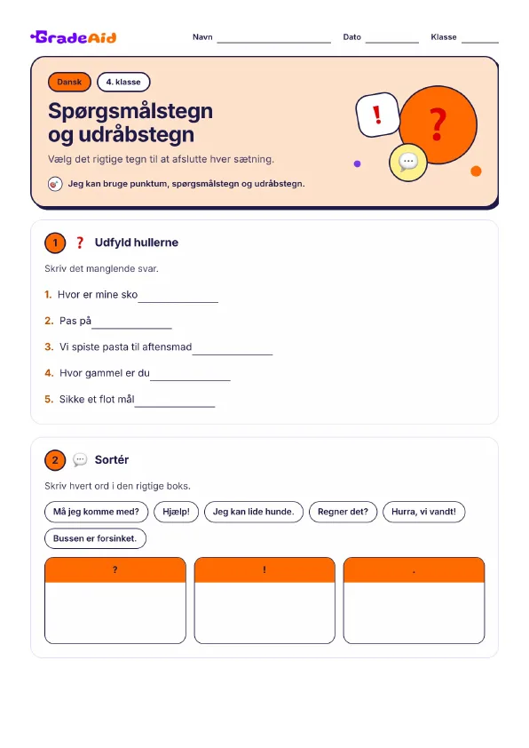 Side 1 af Spørgsmålstegn ? og udråbstegn