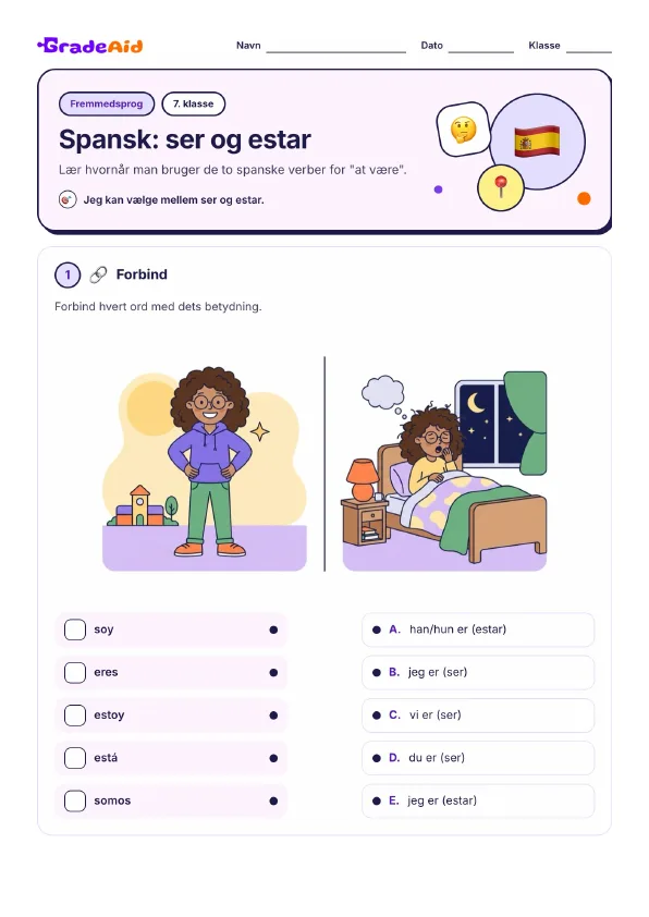 Side 1 af Spansk: ser og estar