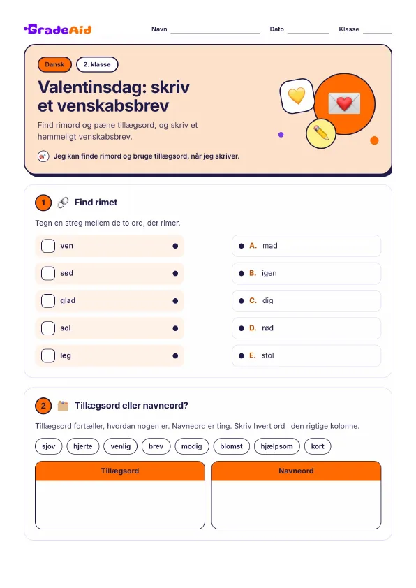 Side 1 af Valentinsdag: skriv et venskabsbrev