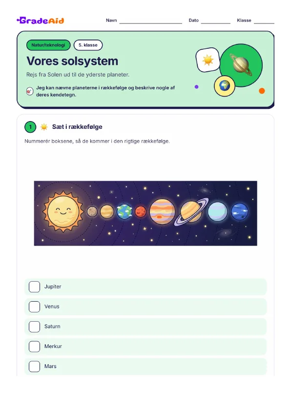 Side 1 af Vores solsystem