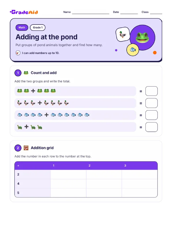 Page 1 of Adding at the pond