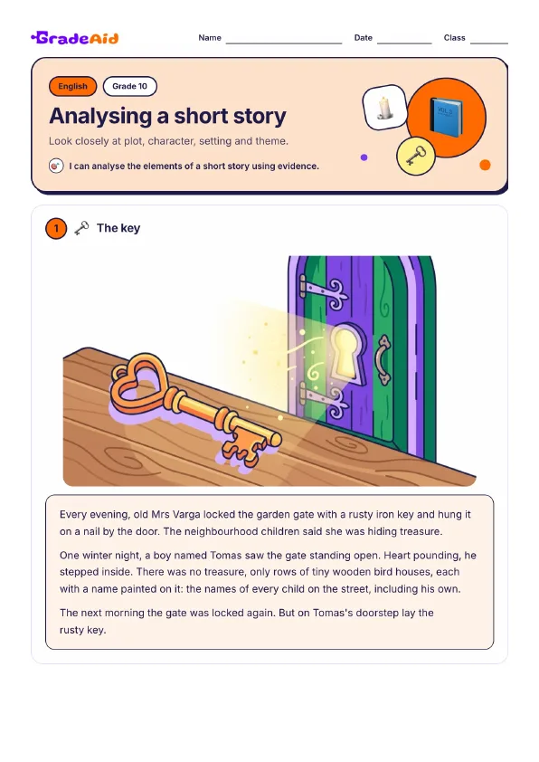 Page 1 of Analysing a short story