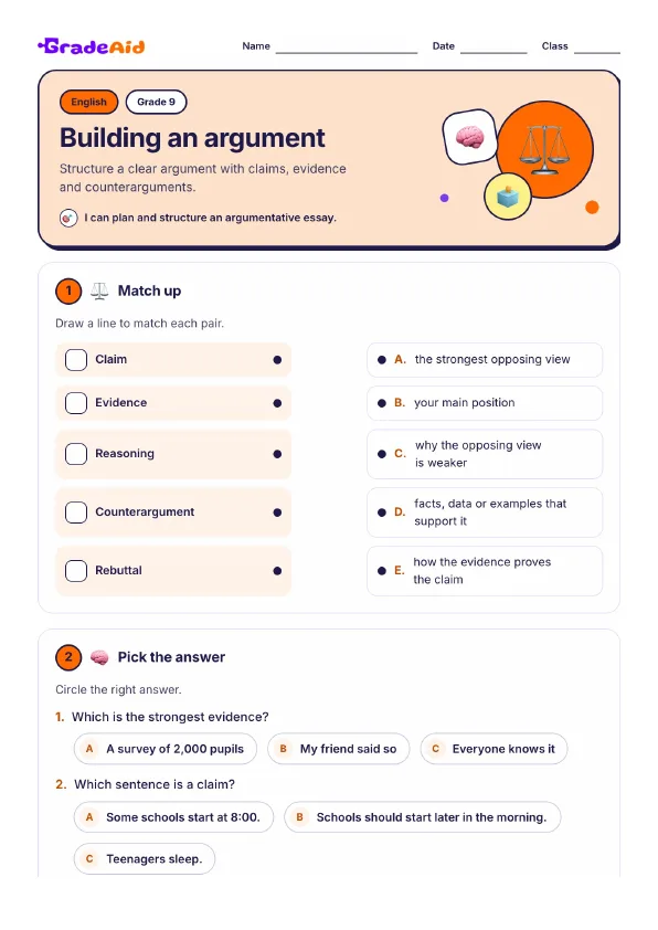 Page 1 of Building an argument Structure a clear argument with claims, evidence