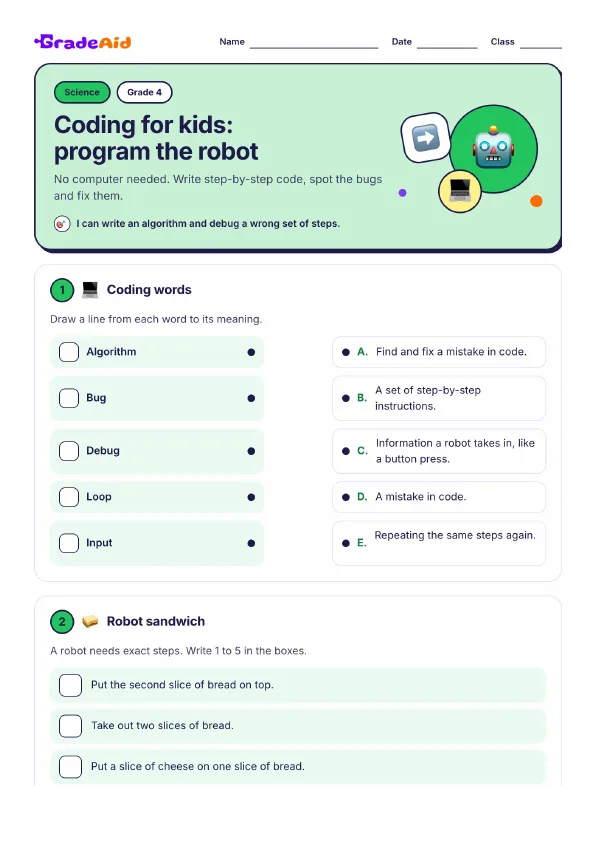 Page 1 of Coding for kids: program the robot