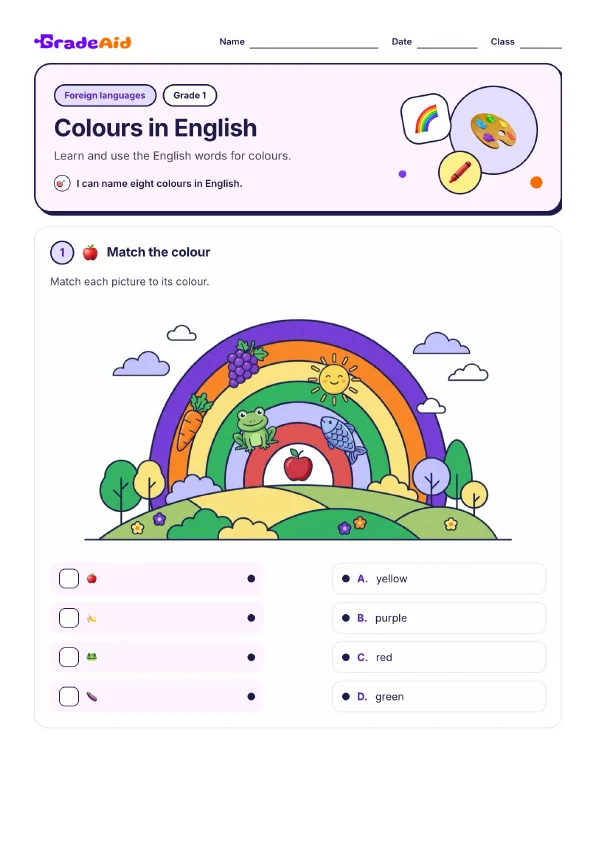 Page 1 of Colours in English