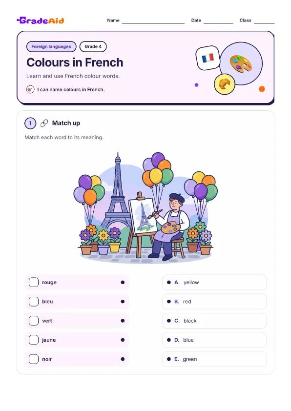 Page 1 of Colours in French
