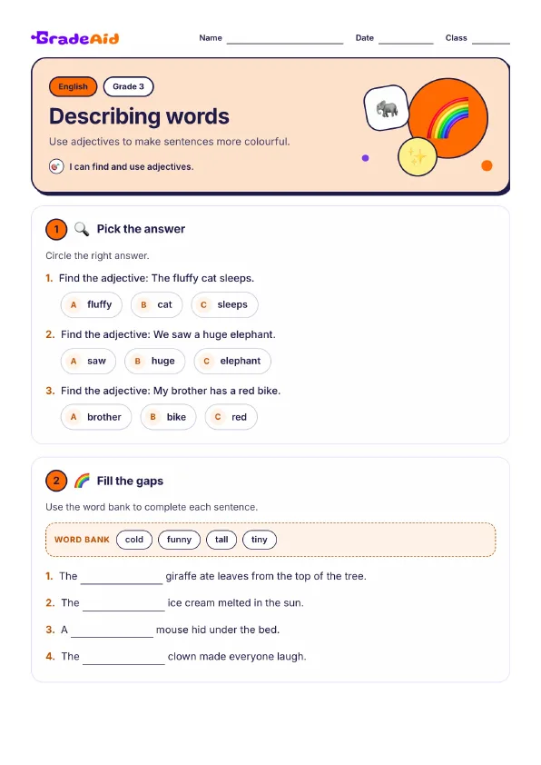 Page 1 of Describing words