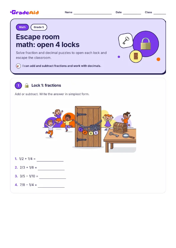 Page 1 of Escape room math: open 4 locks