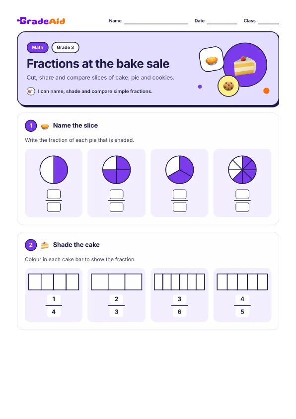 Page 1 of Fractions at the bake sale