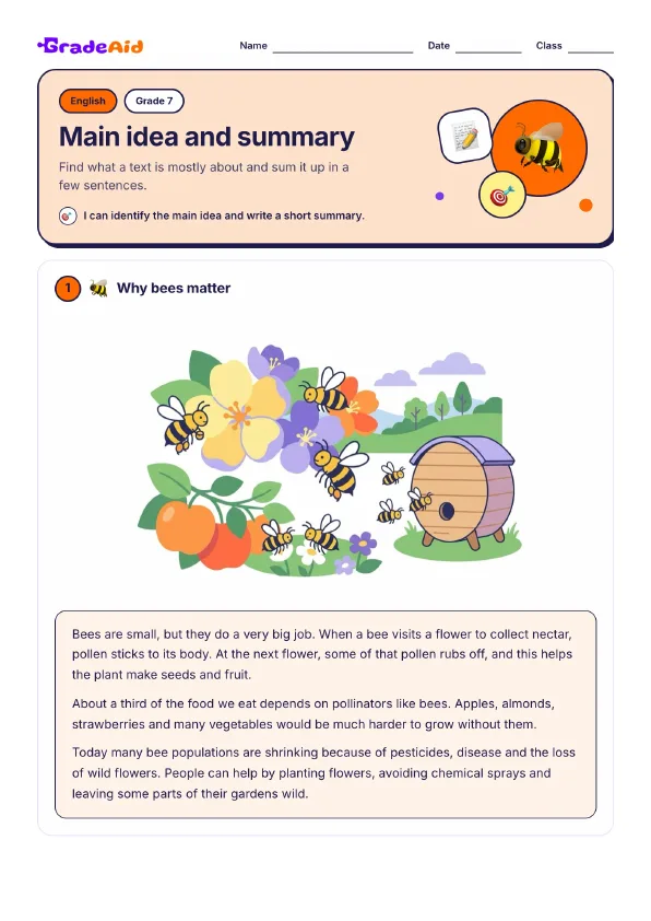 Page 1 of Main idea and summary