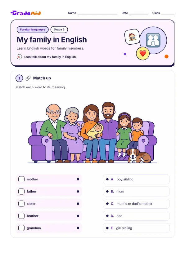 Page 1 of My family in English