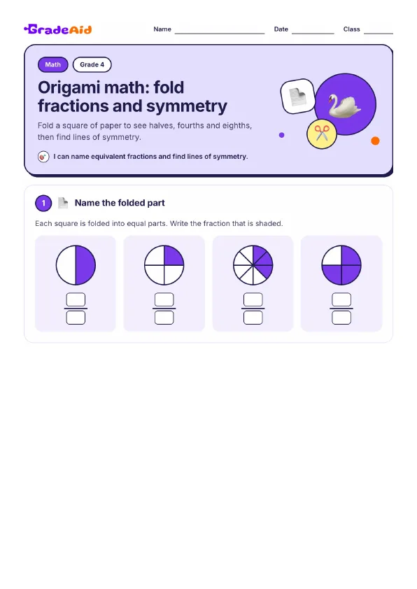 Page 1 of Origami math: fold fractions and symmetry