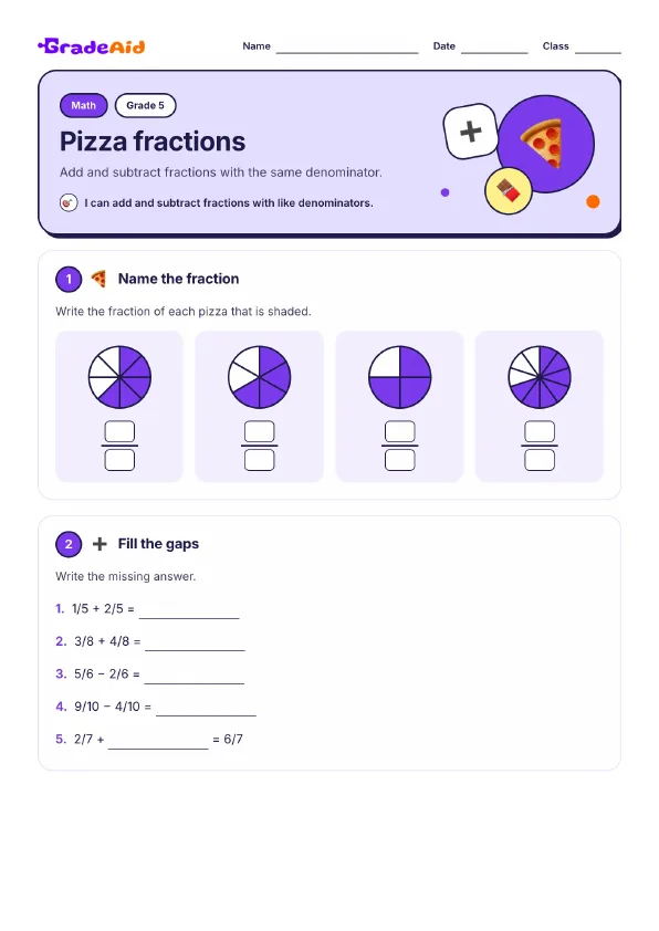 Page 1 of Pizza fractions
