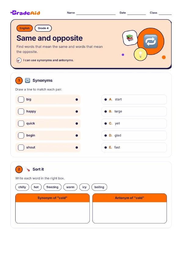 Page 1 of Same and opposite