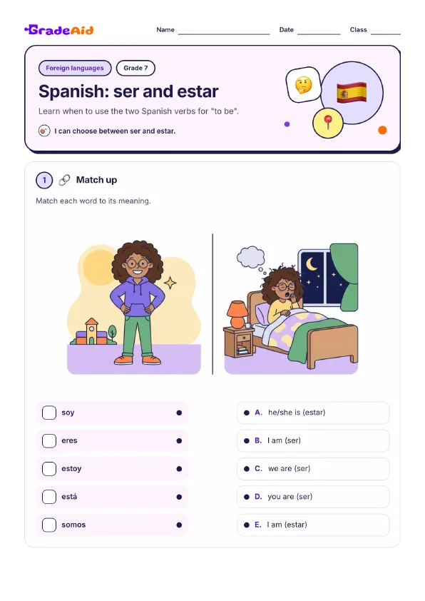 Page 1 of Spanish: ser and estar