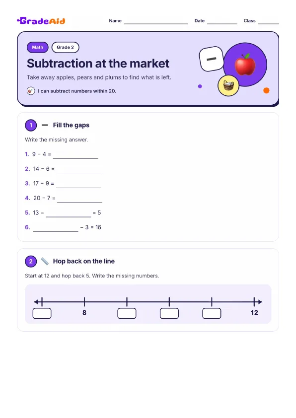 Page 1 of Subtraction at the market