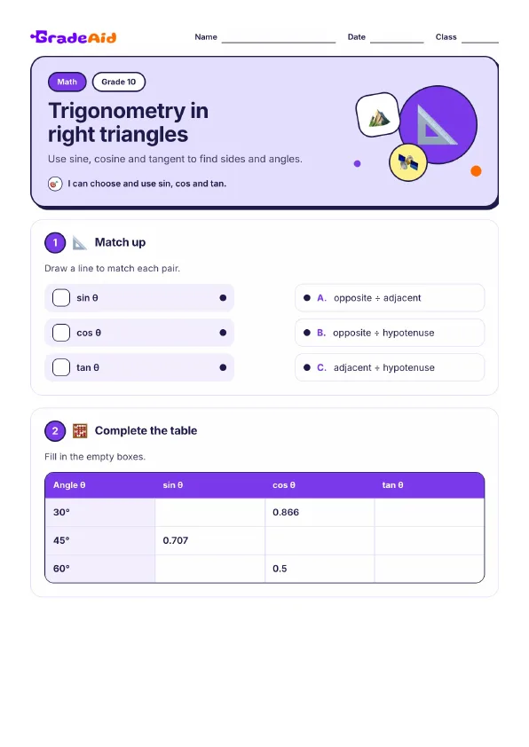 Page 1 of Trigonometry in right triangles