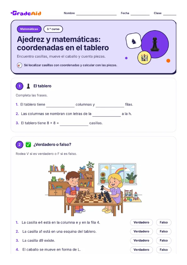 Página 1 de Ajedrez y matemáticas: coordenadas en el tablero