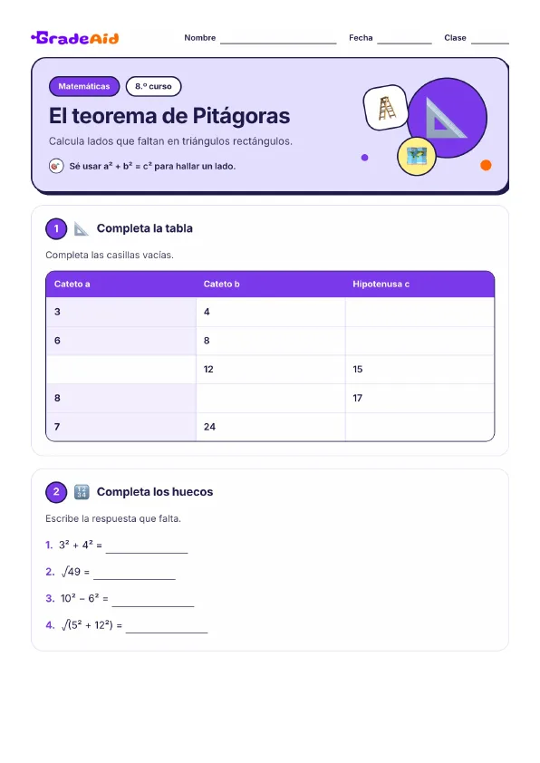 Página 1 de El teorema de Pitágoras