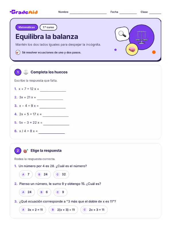 Página 1 de Equilibra la balanza
