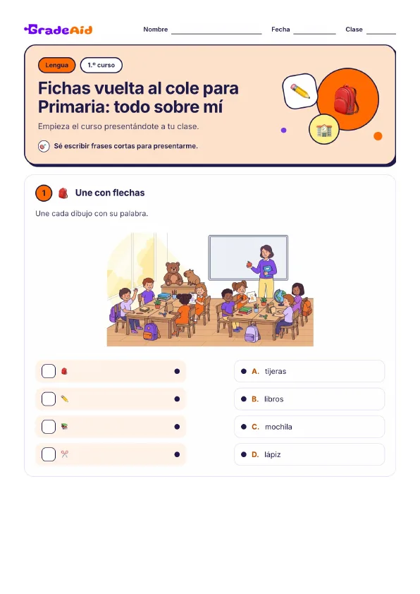 Página 1 de Fichas vuelta al cole para Primaria: todo sobre mí