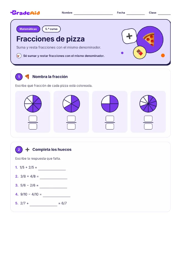 Página 1 de Fracciones de pizza