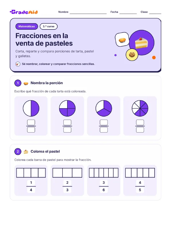 Página 1 de Fracciones en la venta de pasteles