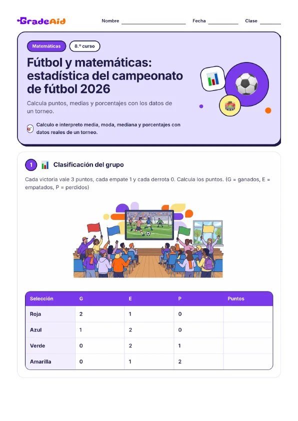 Página 1 de Fútbol y matemáticas: estadística del campeonato de futbol 2026