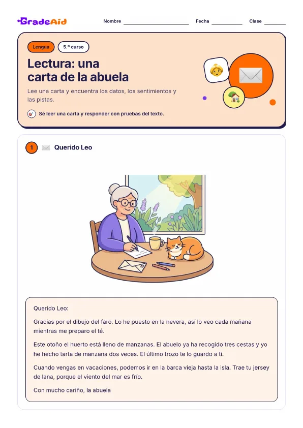 Página 1 de Lectura: una carta de la abuela