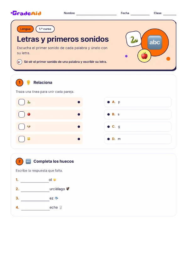 Página 1 de Letras y primeros sonidos