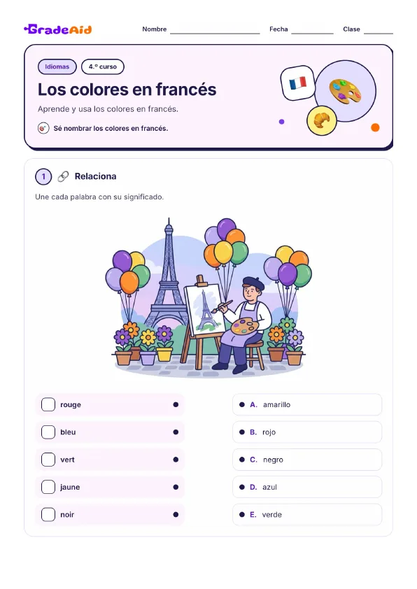 Página 1 de Los colores en francés