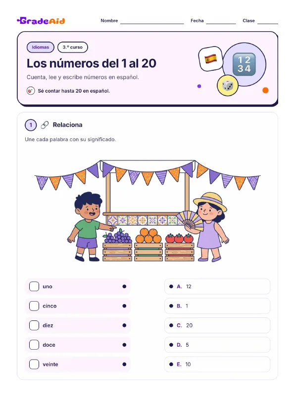 Página 1 de Los números del 1 al 20