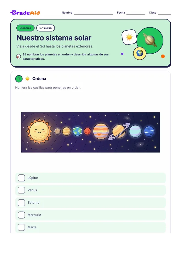 Página 1 de Nuestro sistema solar