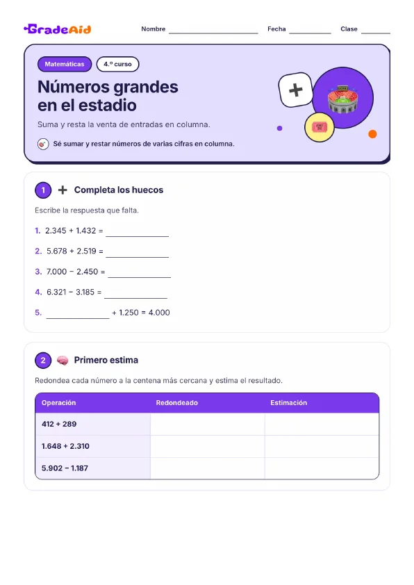 Página 1 de (+) Números grandes en el estadio