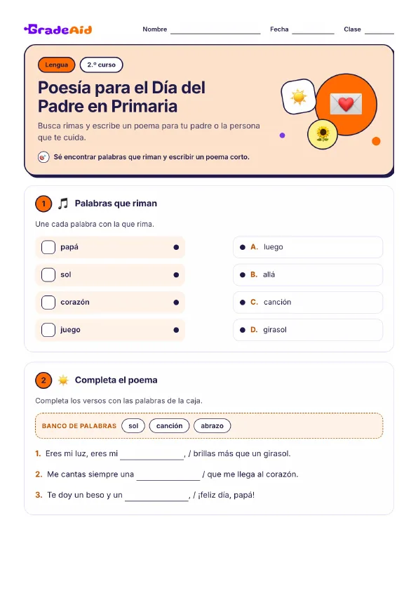 Página 1 de Poesía para el Día del Padre en Primaria