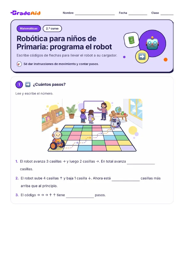 Página 1 de Robótica para niños de Primaria: programa el robot