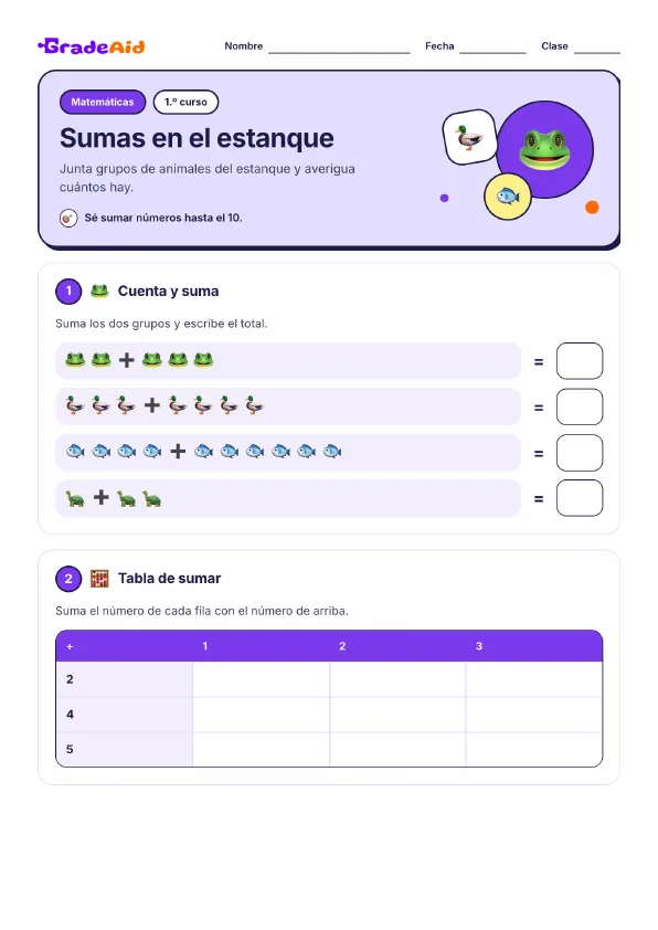 Página 1 de Sumas en el estanque