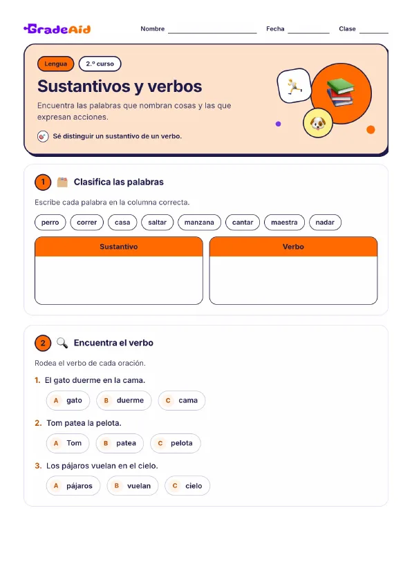 Página 1 de Sustantivos y verbos